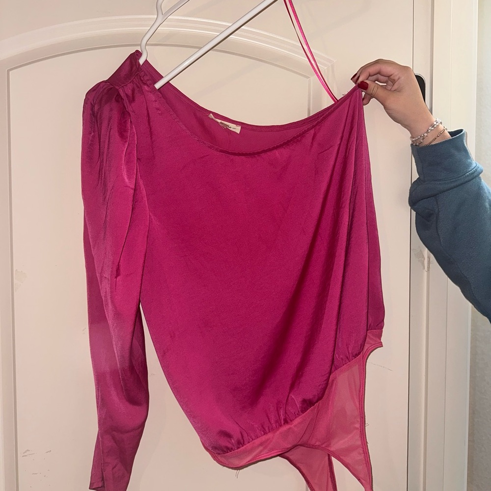 Pink one shoulder bodysuit!